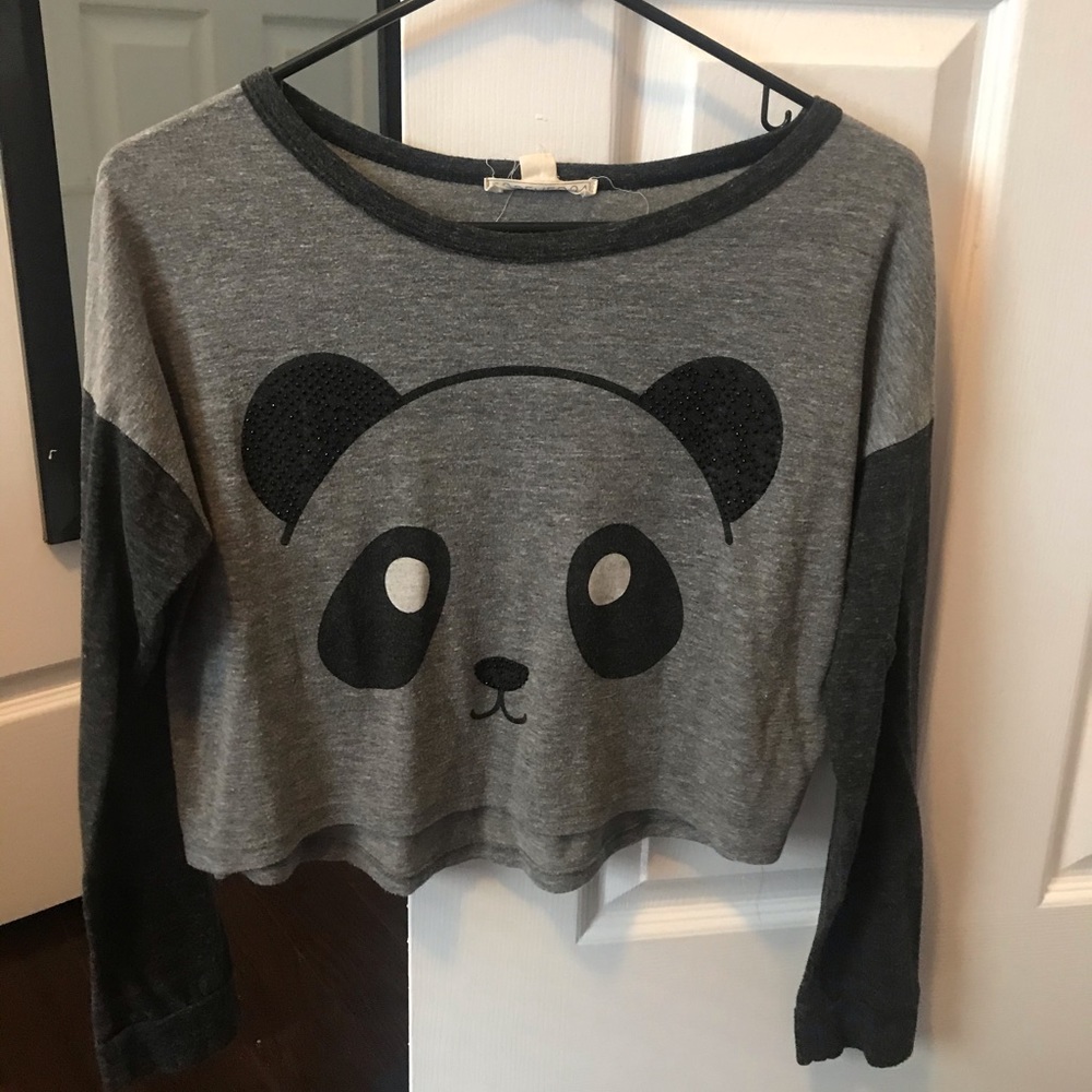 Long Sleeved Cropped Panda Tee